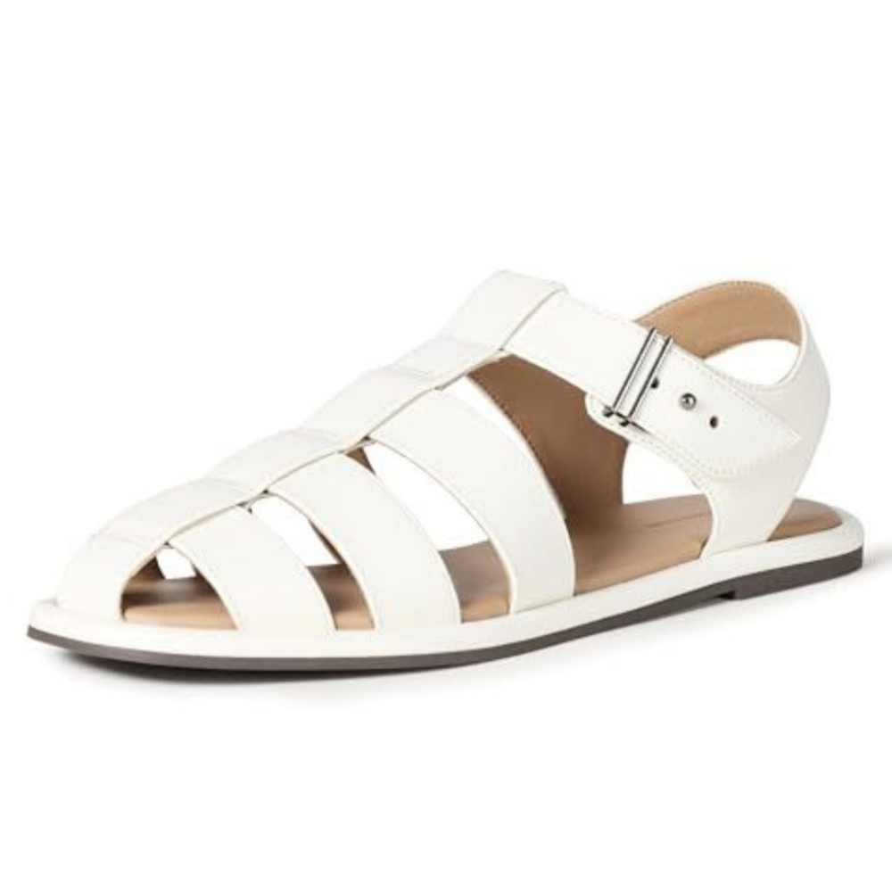 Amazon Essentials Women's Closed Toe Fisherman Sandals, White, 7 *NIB*.